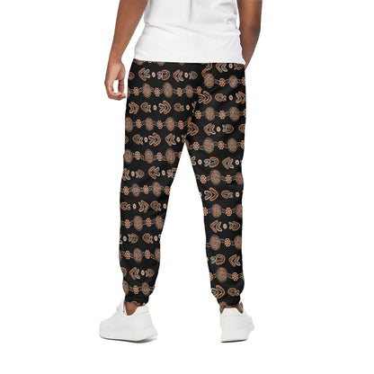 Aboriginal Boomerang Pattern Print Cotton Pants