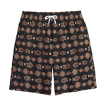 Aboriginal Boomerang Pattern Print Cotton Shorts
