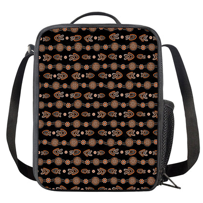 Aboriginal Boomerang Pattern Print Crossbody Lunch Bag