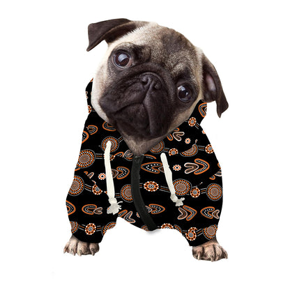 Aboriginal Boomerang Pattern Print Dog Zip Up Hoodie