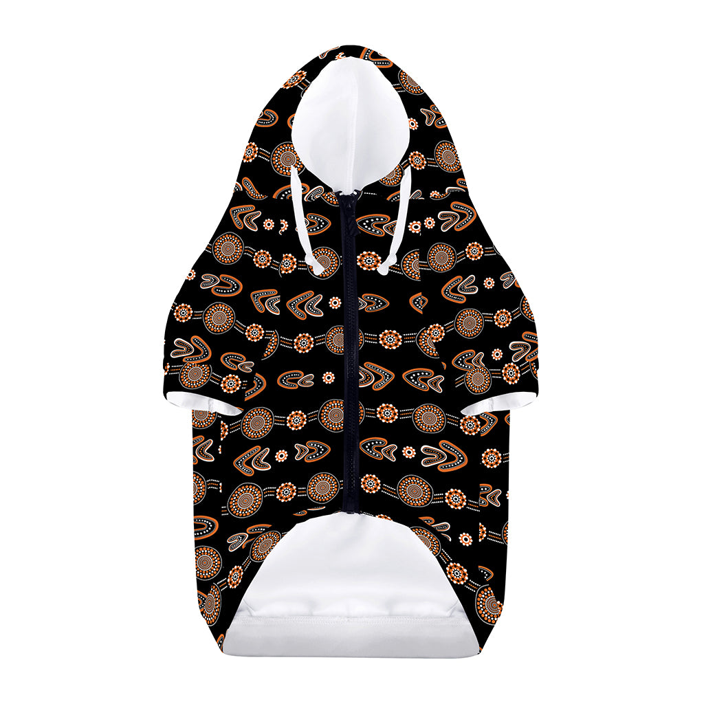 Aboriginal Boomerang Pattern Print Dog Zip Up Hoodie