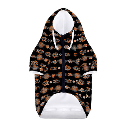 Aboriginal Boomerang Pattern Print Dog Zip Up Hoodie