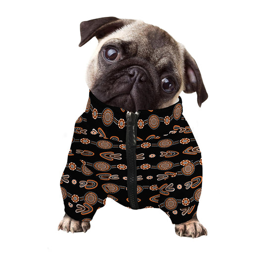 Aboriginal Boomerang Pattern Print Dog Zip Up Jacket