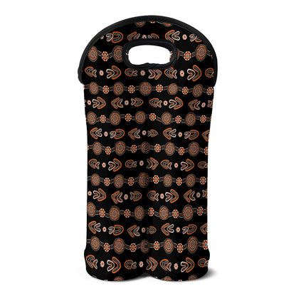 Aboriginal Boomerang Pattern Print Double Neoprene Wine Tote