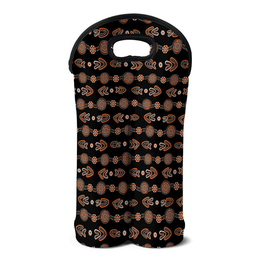 Aboriginal Boomerang Pattern Print Double Neoprene Wine Tote