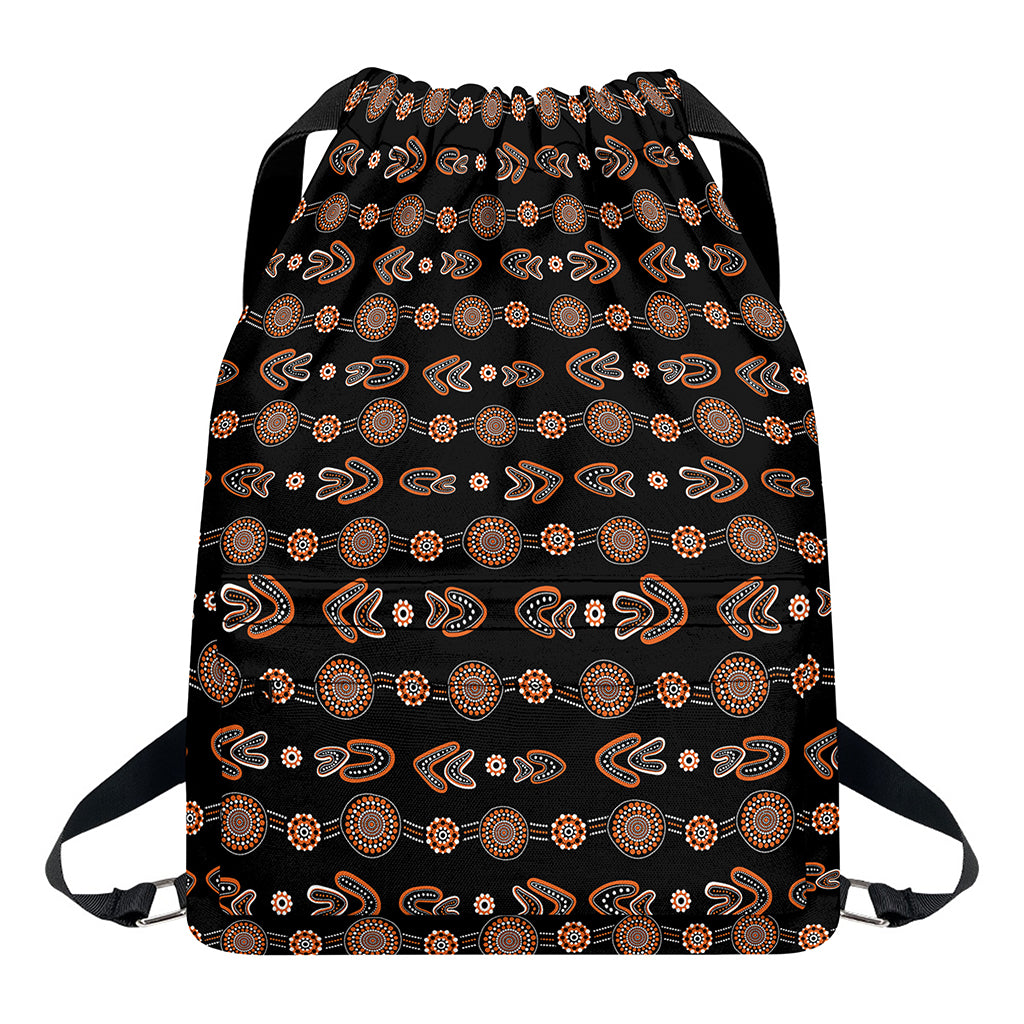 Aboriginal Boomerang Pattern Print Drawstring Backpack