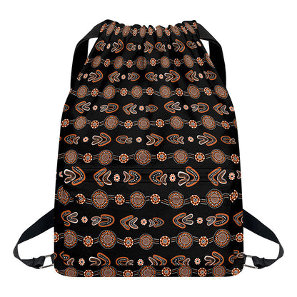 Aboriginal Boomerang Pattern Print Drawstring Backpack