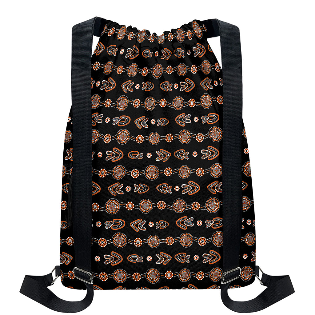 Aboriginal Boomerang Pattern Print Drawstring Backpack