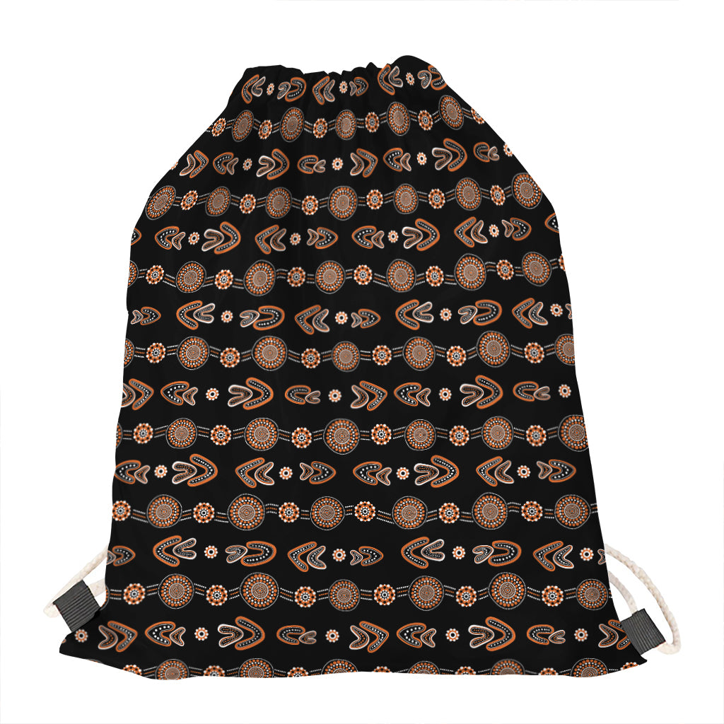 Aboriginal Boomerang Pattern Print Drawstring Bag