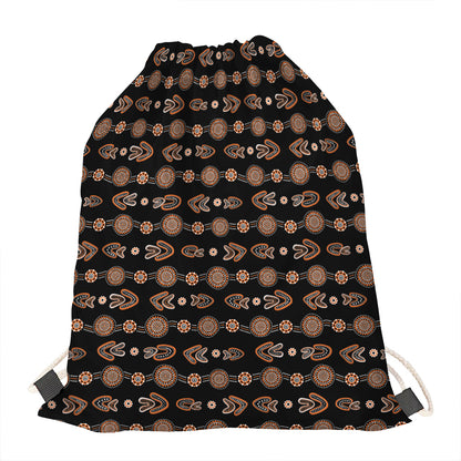 Aboriginal Boomerang Pattern Print Drawstring Bag