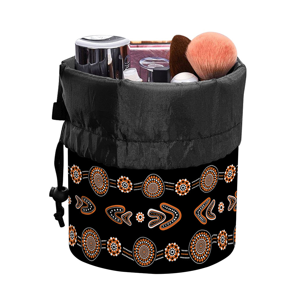Aboriginal Boomerang Pattern Print Drawstring Makeup Bag