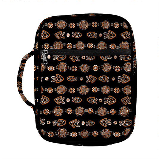 Aboriginal Boomerang Pattern Print Front Pocket Bible Bag