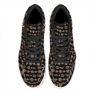 Aboriginal Boomerang Pattern Print High Top Leather Sneakers