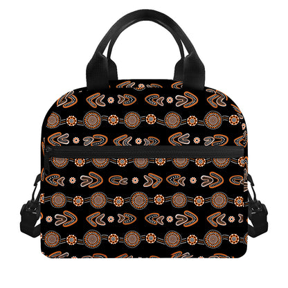 Aboriginal Boomerang Pattern Print Insulated Lunch Bag