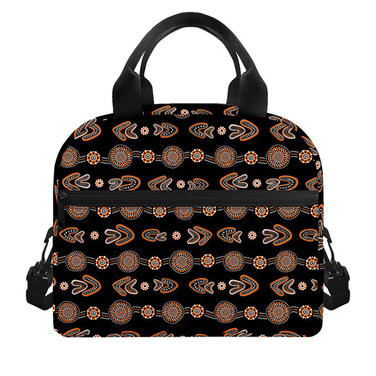 Aboriginal Boomerang Pattern Print Insulated Lunch Bag