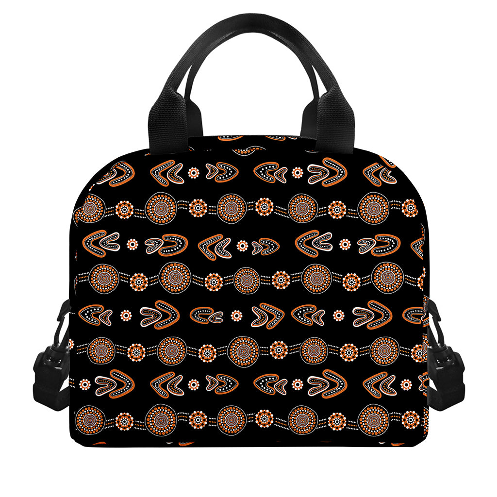 Aboriginal Boomerang Pattern Print Insulated Lunch Bag