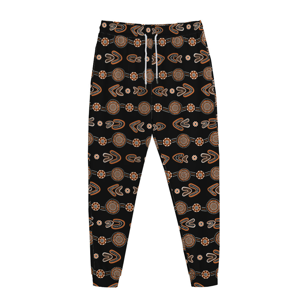 Aboriginal Boomerang Pattern Print Jogger Pants