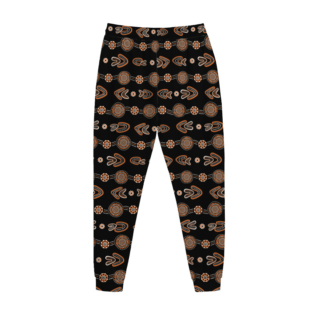 Aboriginal Boomerang Pattern Print Jogger Pants