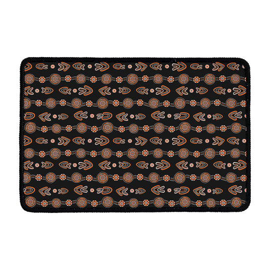 Aboriginal Boomerang Pattern Print Kitchen Mat