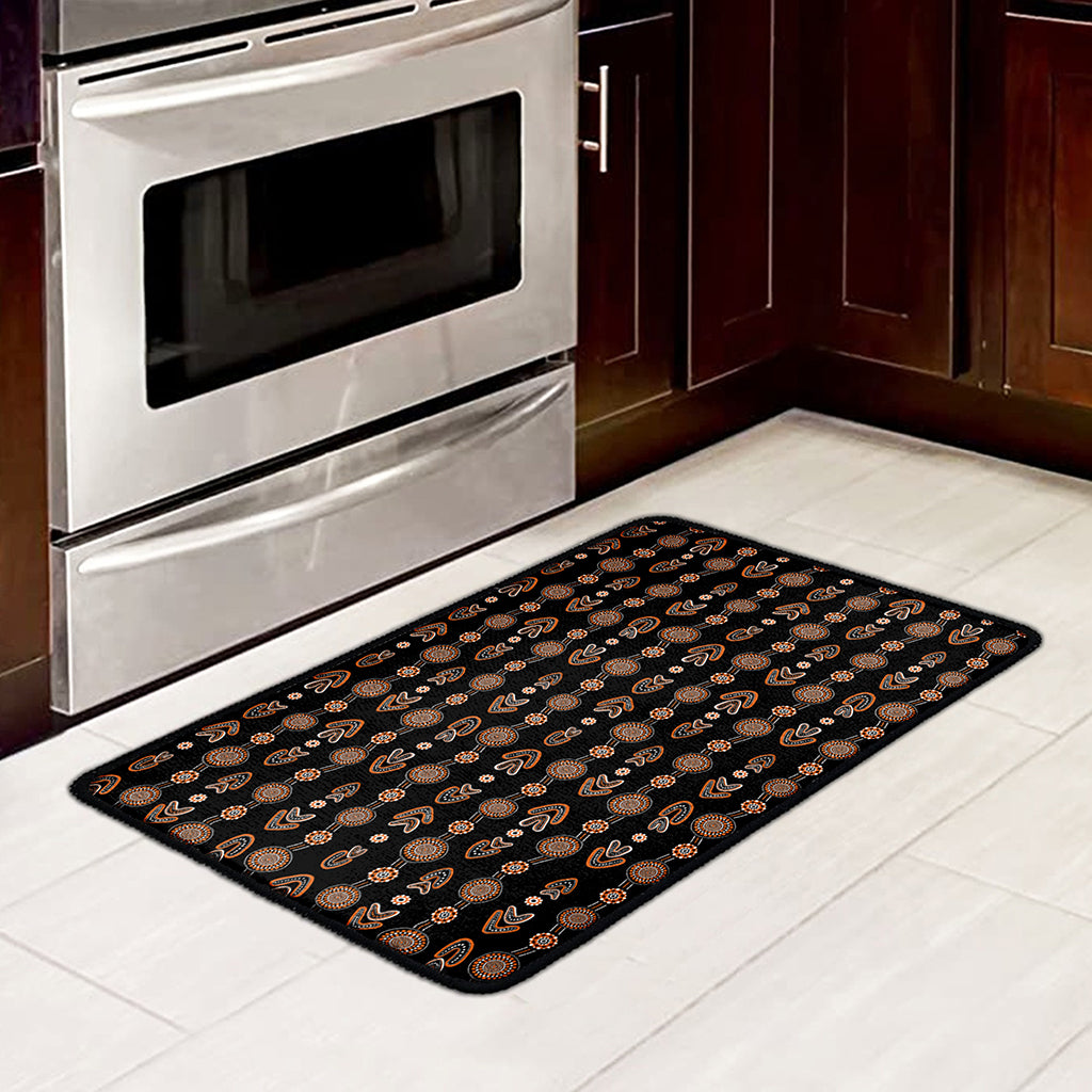 Aboriginal Boomerang Pattern Print Kitchen Mat