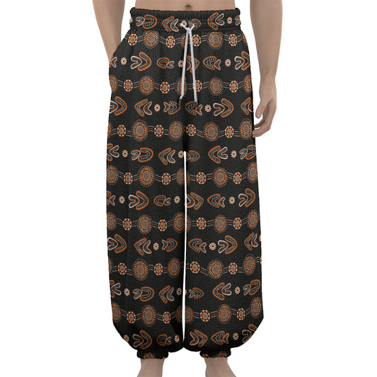 Aboriginal Boomerang Pattern Print Lantern Pants