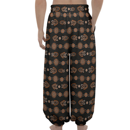 Aboriginal Boomerang Pattern Print Lantern Pants