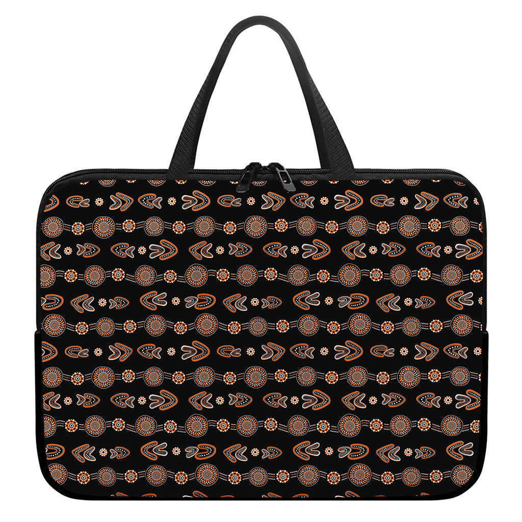 Aboriginal Boomerang Pattern Print Laptop Sleeve With Handle