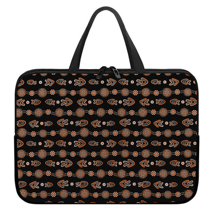 Aboriginal Boomerang Pattern Print Laptop Sleeve With Handle