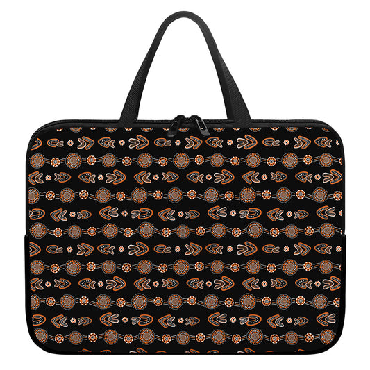 Aboriginal Boomerang Pattern Print Laptop Sleeve With Handle