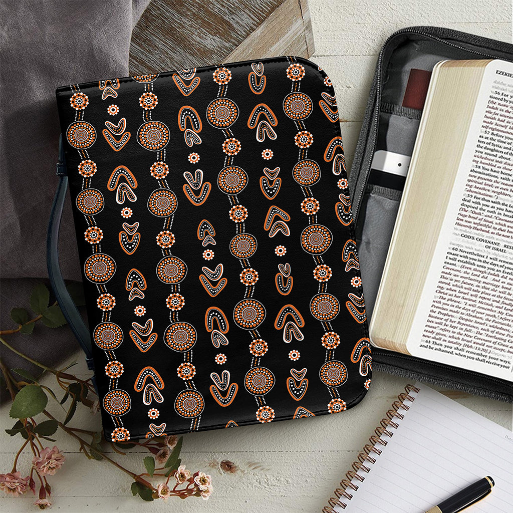Aboriginal Boomerang Pattern Print Leather Bible Cover