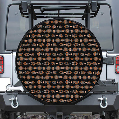 Aboriginal Boomerang Pattern Print Leather Spare Tire Cover