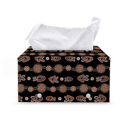 Aboriginal Boomerang Pattern Print Leather Tissue Box Cover