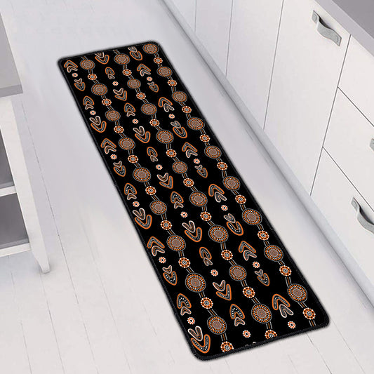 Aboriginal Boomerang Pattern Print Long Kitchen Mat