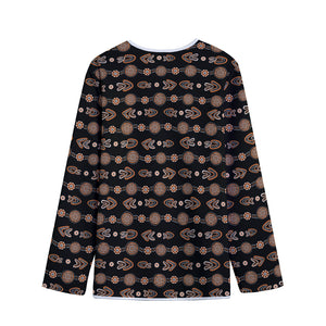 Aboriginal Boomerang Pattern Print Long Sleeve Short Coat