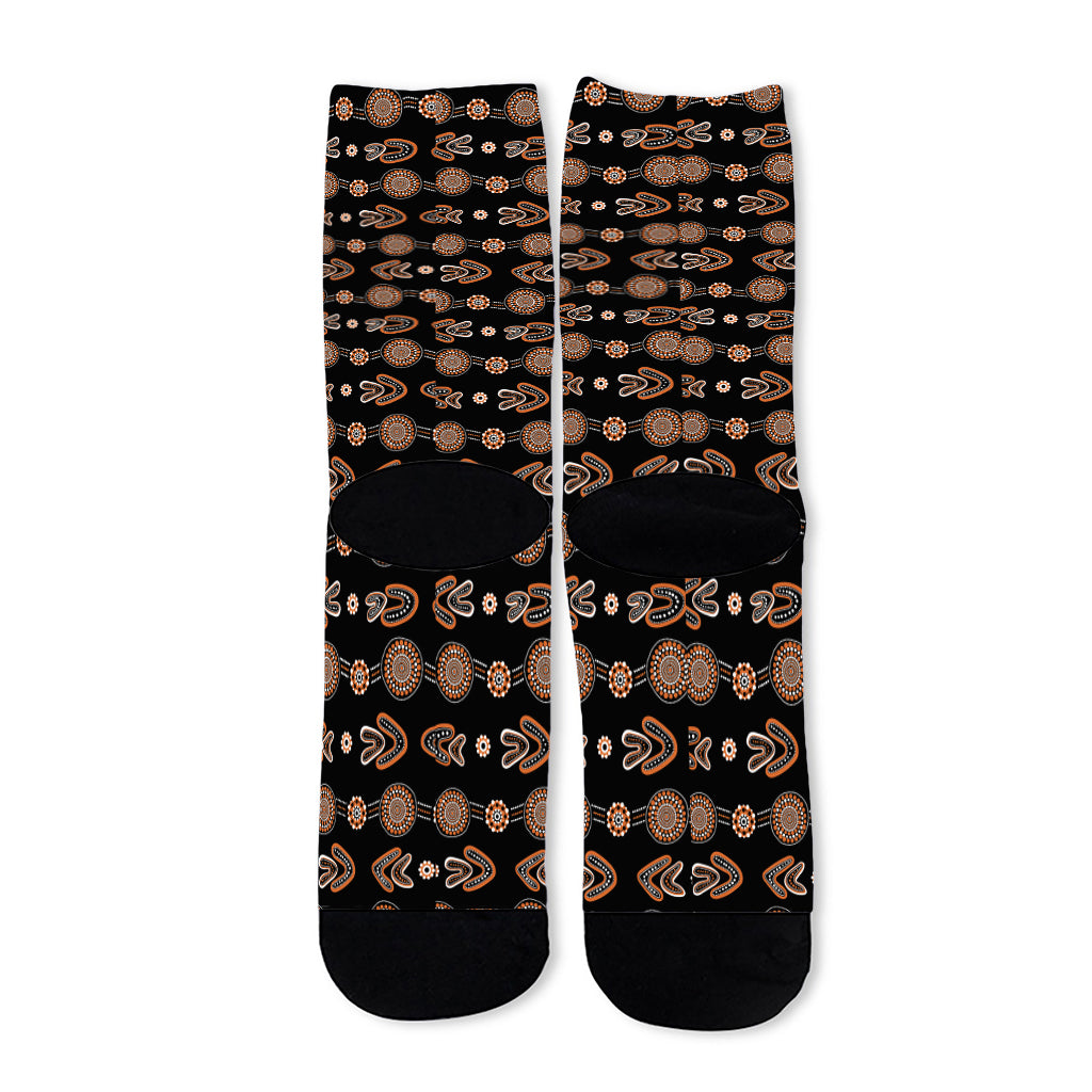 Aboriginal Boomerang Pattern Print Long Socks