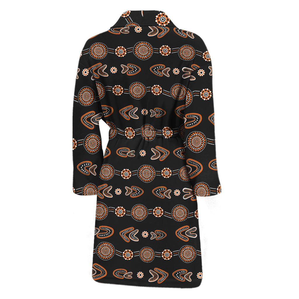 Aboriginal Boomerang Pattern Print Men's Bathrobe