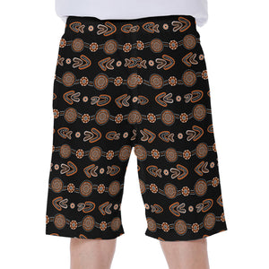 Aboriginal Boomerang Pattern Print Men's Beach Shorts