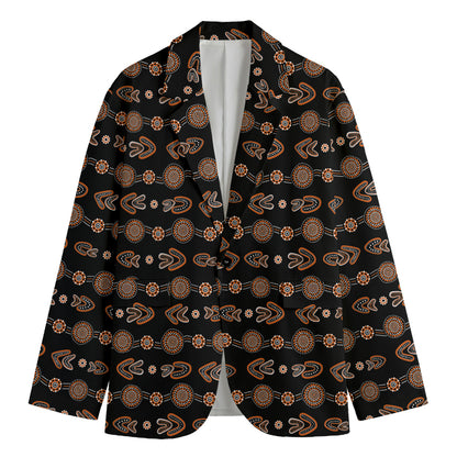 Aboriginal Boomerang Pattern Print Men's Blazer