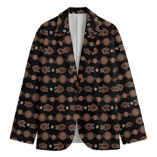 Aboriginal Boomerang Pattern Print Men's Blazer