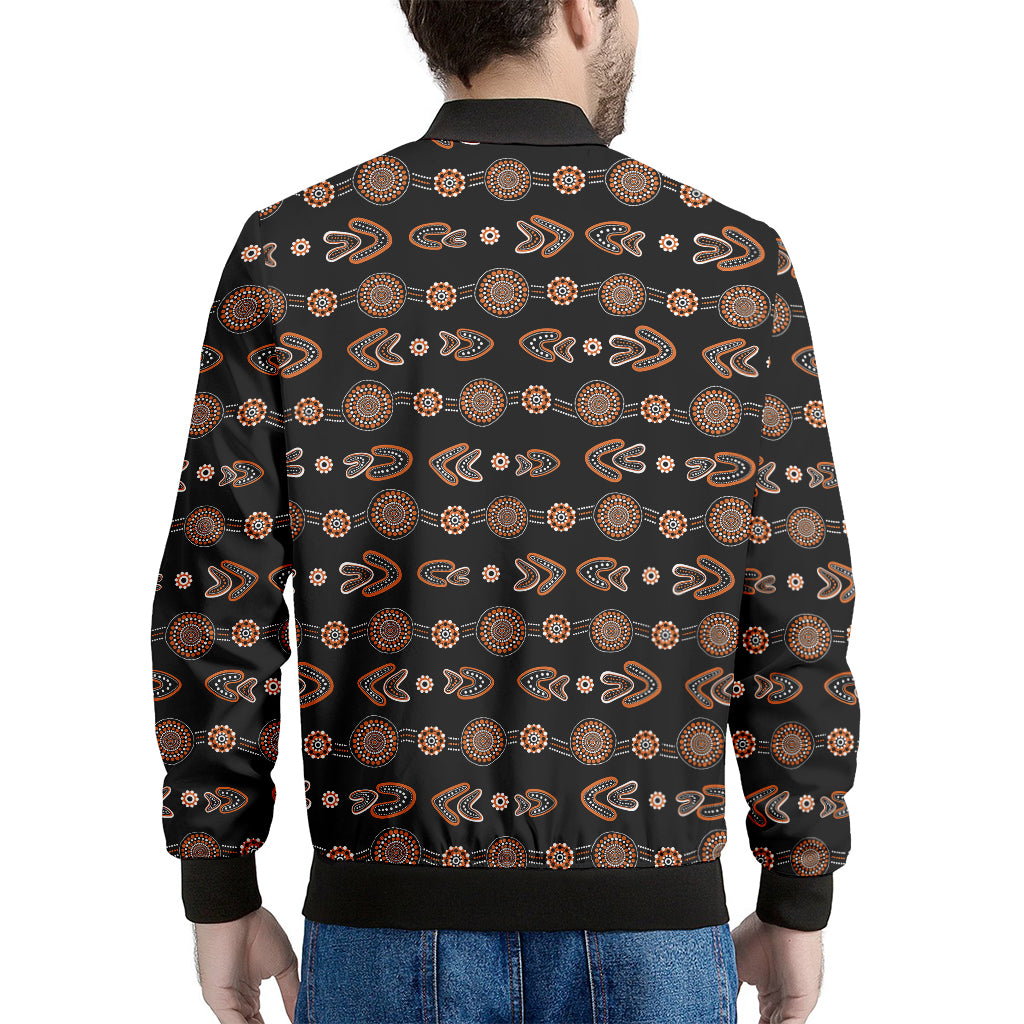 Aboriginal Boomerang Pattern Print Men's Bomber Jacket