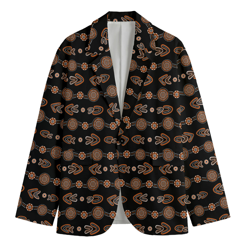 Aboriginal Boomerang Pattern Print Men's Cotton Blazer