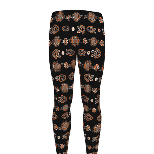 Aboriginal Boomerang Pattern Print Men's leggings