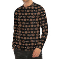 Aboriginal Boomerang Pattern Print Men's Long Sleeve Rash Guard