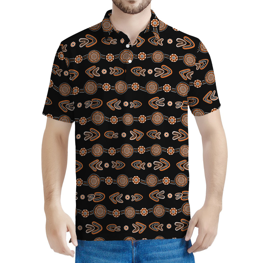 Aboriginal Boomerang Pattern Print Men's Polo Shirt