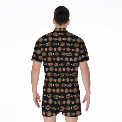 Aboriginal Boomerang Pattern Print Men's Rompers