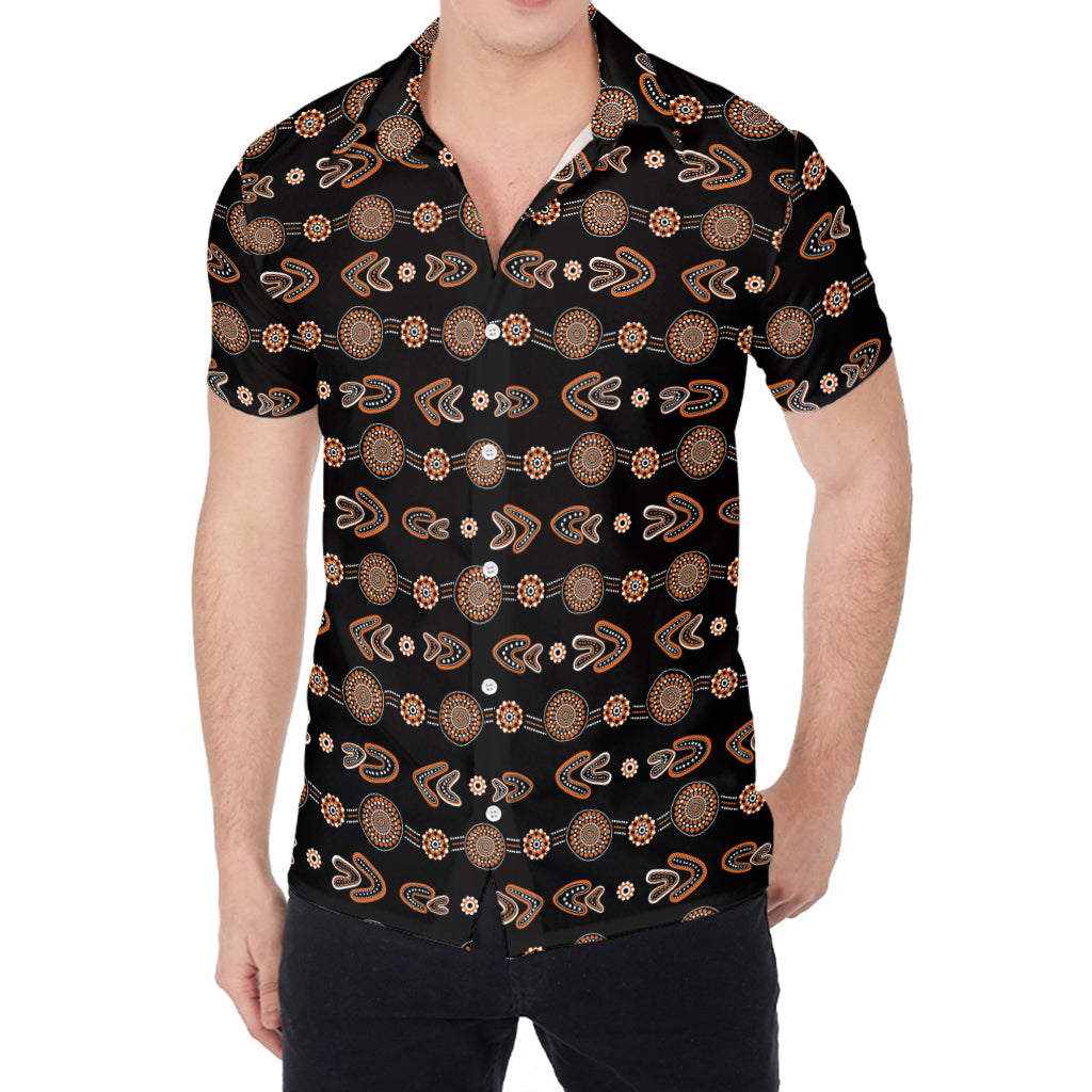 Aboriginal Boomerang Pattern Print Men's Shirt