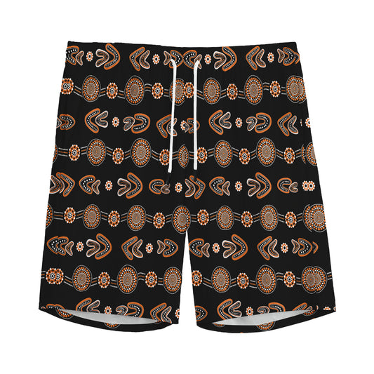Aboriginal Boomerang Pattern Print Men's Sports Shorts
