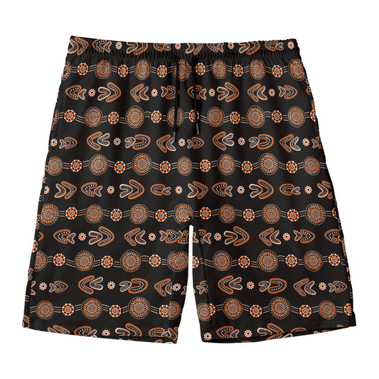 Aboriginal Boomerang Pattern Print Men's Swim Trunks