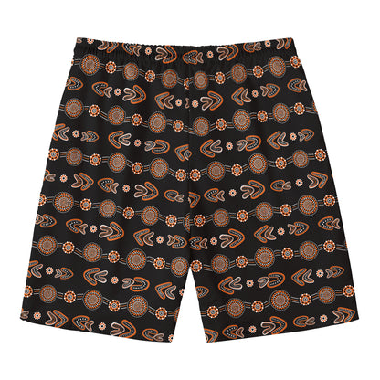 Aboriginal Boomerang Pattern Print Men's Swim Trunks