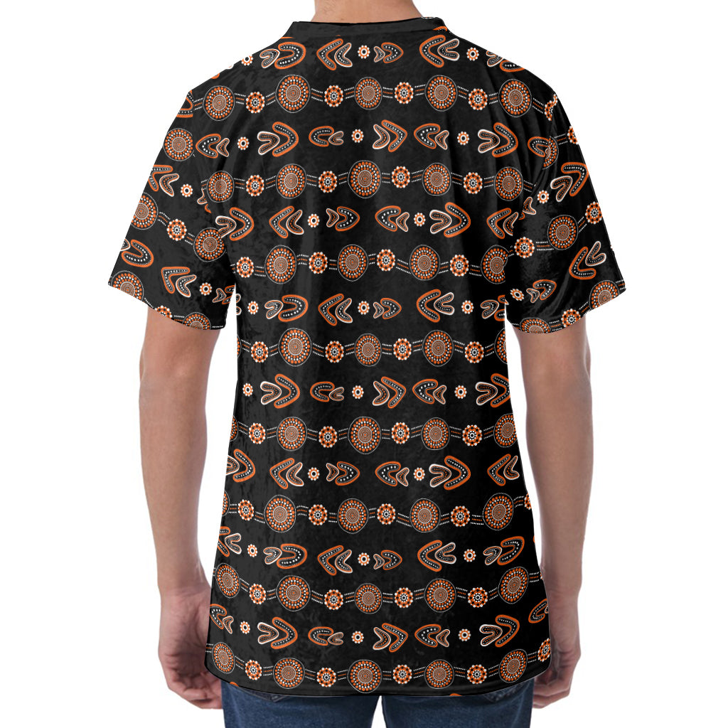 Aboriginal Boomerang Pattern Print Men's Velvet T-Shirt